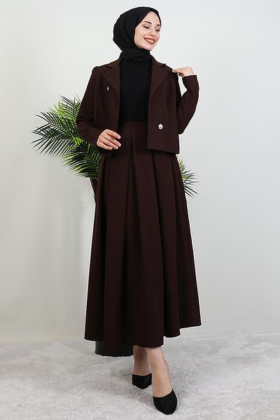 GİYZAMİLA Selen Skirt Suit Bitter Brown