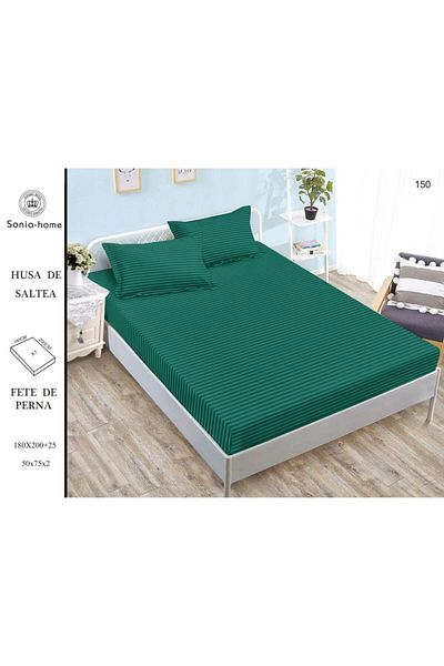 Sonia-home Mattress cover 180X200 ±25 cm and 2 pillowcases 50X75 cm Sonia Home Design - emerald green