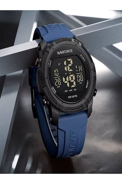 Naviforce Men's Waterproof LCD Digital Sports Watch with Silicone Strap