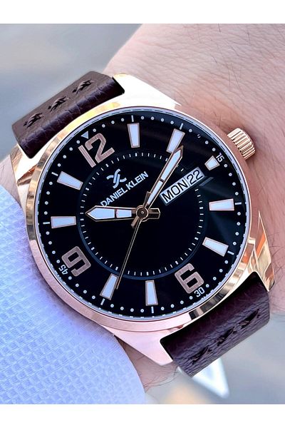 Daniel Klein Leather Cord 3 Atm Water Resistant Men's Wrist Watch for Engagement and Groom Edk.13668-6