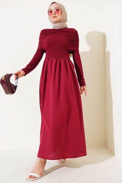 VOLT CLOTHİNG Women's Detachable Gather Detailed Garnished Dress