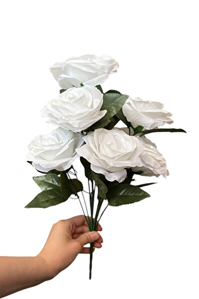 YAPAY ÇİÇEKÇİNİZ قماش مزخرف مزخرف باللون الأبيض الوردي 10 فروع