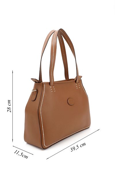 GÖNDERİ(R) Women / Girls Tan Genuine Leather Hand and Shoulder Bag