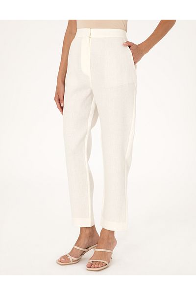 Pierre Cardin Ecru Carrot Fit Linen Trousers 50299985-Vr019