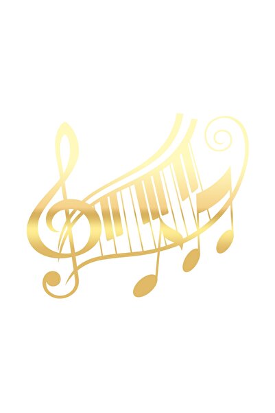Reysa Tasarım ملصق الموسيقى والملاحظات مقاس 17x17 سم ذهبي