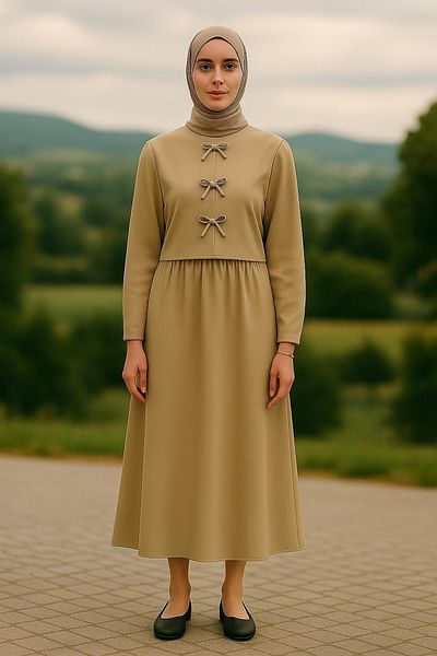 HAKKE Bow Detailed Flowing Skirt Hijab Set
