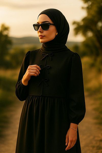 HAKKE Bow Detailed Flowing Skirt Hijab Set