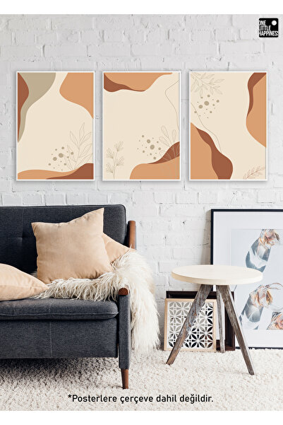 One Little Happiness Σετ αφίσας BOHO 3 τεμαχίων, Σετ αφίσας τοίχου αισθητικής...