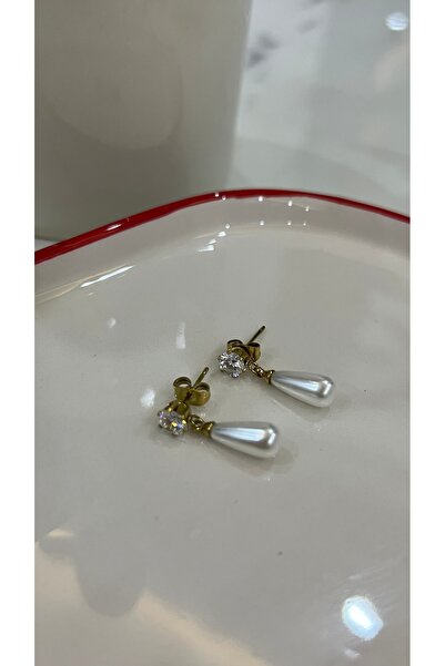 DUSK İnci Detaylı Gold Sallantılı Küpe