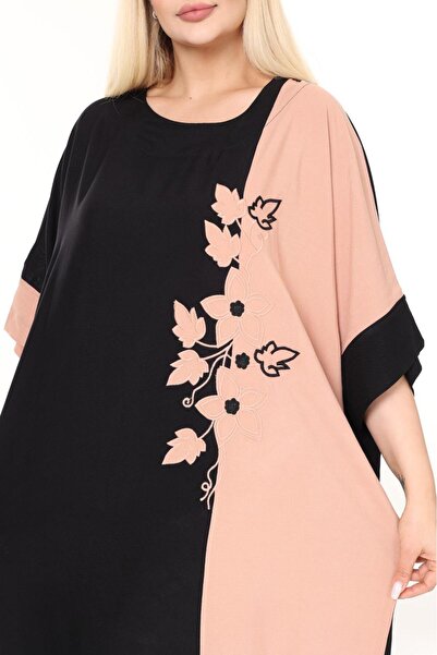 mervemoda Καλοκαιρινό υφαντό φόρεμα μεγάλου μεγέθους