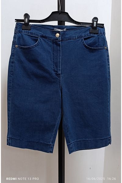 AKŞEN GİYİM Plus Size Full Lycra High Waisted Summer Denim Fabric Capri
