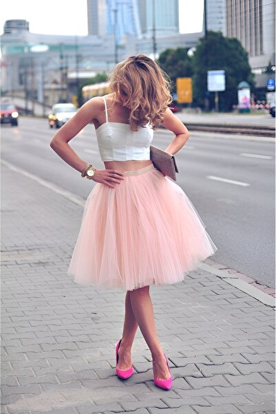 Patiska Nostalji Pink Skirt Below the Knee
