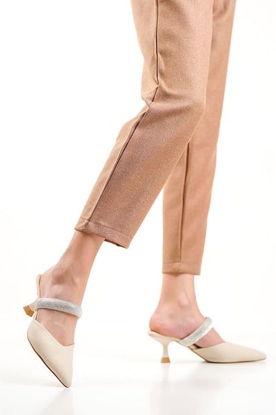 Zerenyus Nina Premium Heeled Beige Women's Slippers