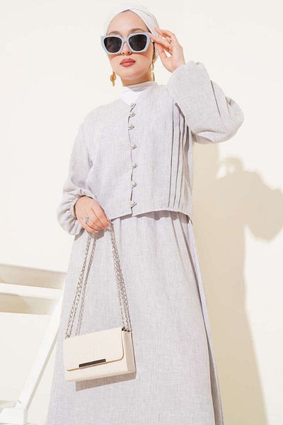 VOLT CLOTHİNG Women's Brit Buttoned Front Pleated Skirt Suit