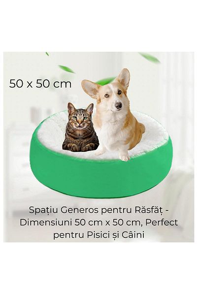 OBRO Pat rotund verde confortabil pentru animale de companie, pentru pisici și câini, antiderapant