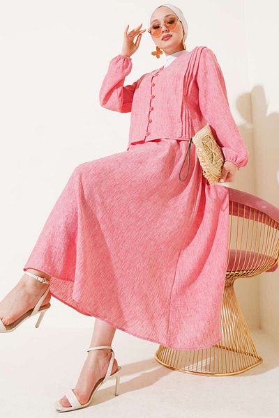 VOLT CLOTHİNG Women's Brit Buttoned Front Pleated Skirt Suit