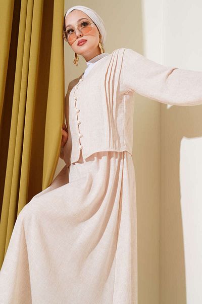 VOLT CLOTHİNG Women's Brit Buttoned Front Pleated Skirt Suit