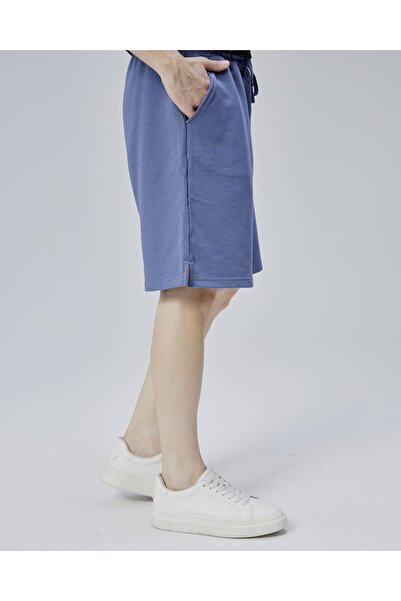 Starter Asher Navy Blue Slit Patched Comfortable Fit Men's Knitted Shorts