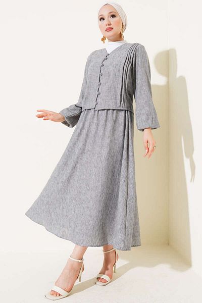 VOLT CLOTHİNG Women's Brit Buttoned Front Pleated Skirt Suit