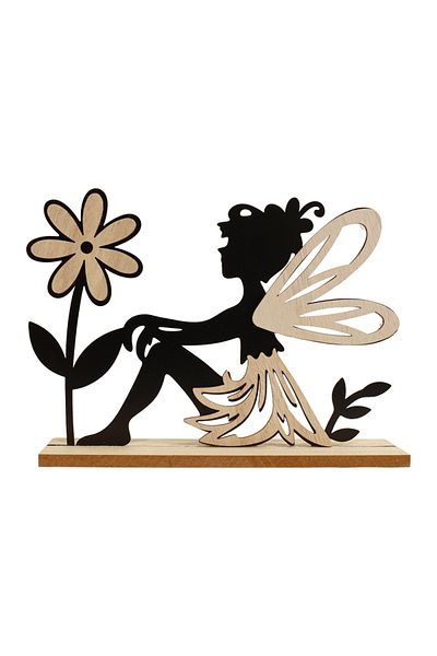 Generic Wooden Girl and Butterfly Sculpture - A classy artistic touch to your home or office decor (Dimensions: 20 x 6 x 30)