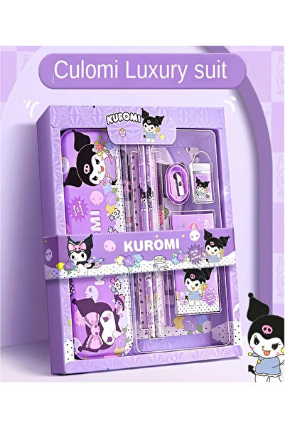 BABUN Sanrio Kutulu Kuromi Kalemlik Defter Kalem Cetvel Kız Çocuk Kırtasiye Okul Seti Kuromi Hediyelik