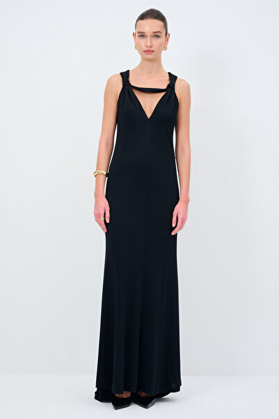 Love My Body Moda Tutkusu V Yaka Kolsuz Uzun Elbise