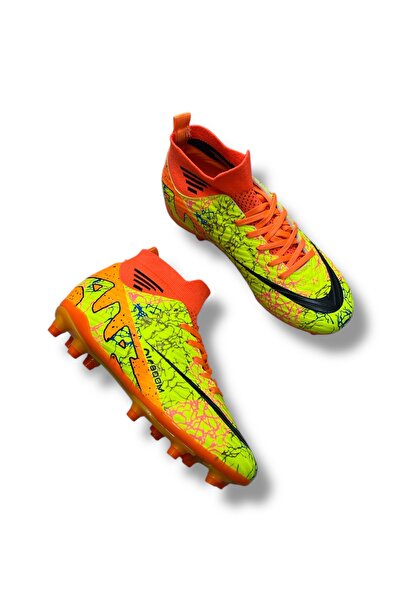 Güneş Krampon Halısaha & Çim Saha Ayakkabı Sarı Turuncu Desenli