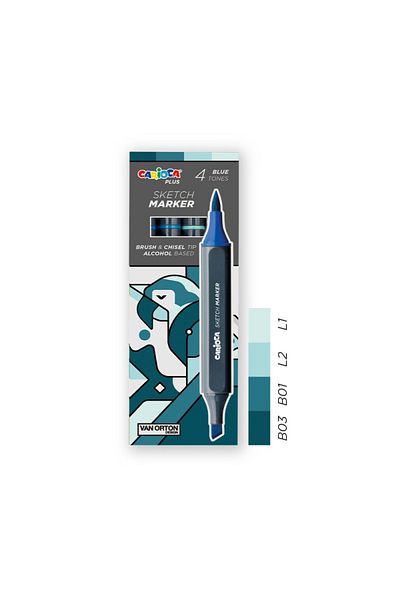 CARIOCA Sketch Marker Double Sided 4-Piece Drawing Pen Felt Tip Pen