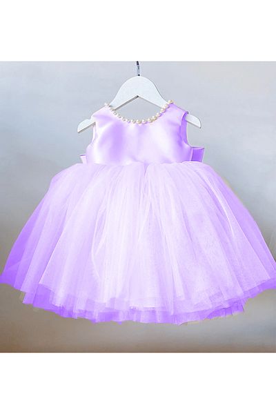 MadyaButik Baby Girl Candy Pink Collar and Bow Pearl Dress Birthday Dress Elegant Princess Dress