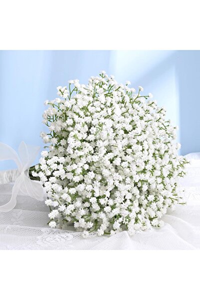 YAPAY ÇİÇEKÇİNİZ 7 Dallı Dekoratif Yapay Beyaz Cipso Demeti Aranjman