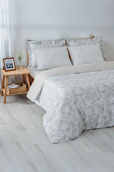 Green Black Σετ παπλωματοθήκη Fiorina Beige Διπλό 100% βαμβακερό σατέν 210 TC