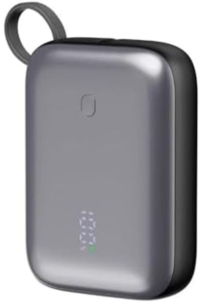 IQ TOUCH 10000mAh Mini Power Bank, Built-in USB-C Cable, 22.5W PD Fast Charging, 3A Max Output, LED Indicator
