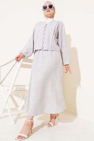 VOLT CLOTHİNG Women's Brit Buttoned Front Pleated Skirt Suit
