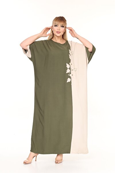 mervemoda Καλοκαιρινό υφαντό φόρεμα μεγάλου μεγέθους