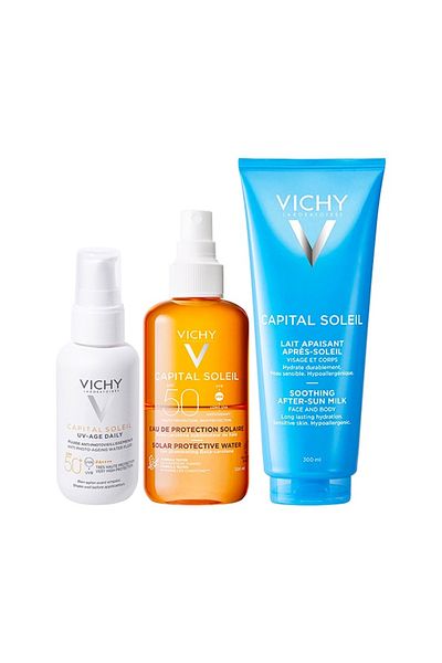 Vichy Capital Soleil Set UV Age Daily SPF50+ Fluid 40ml, SPF50 Sun Water 200ml, After Sun Milk 300ml