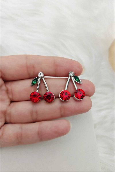 KYOLA DESİGN Cherry Silver Color Women's Earrings