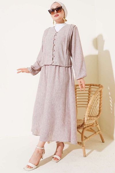 VOLT CLOTHİNG Women's Brit Buttoned Front Pleated Skirt Suit
