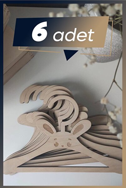 Aoz atölye Ahşap Mdf Çocuk Askısı 6 Adet Sevimli Askılık Bebek Askılığı