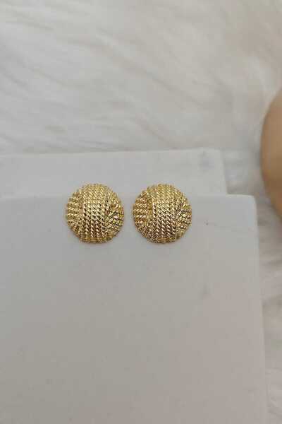 KYOLA DESİGN Hasır Gold Yarım Top Kadın Küpe