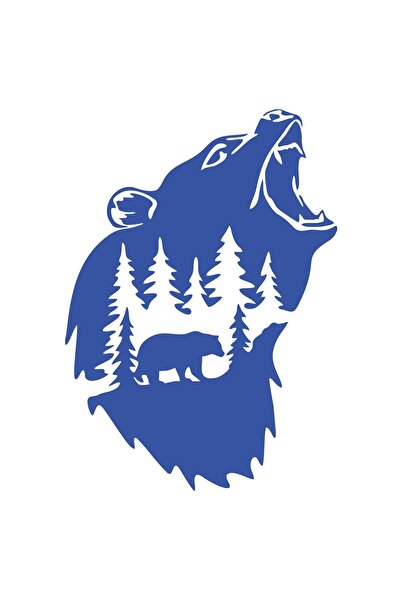 Reysa Tasarım ملصق الطبيعة والدب مقاس 17x17 سم باللون الأزرق