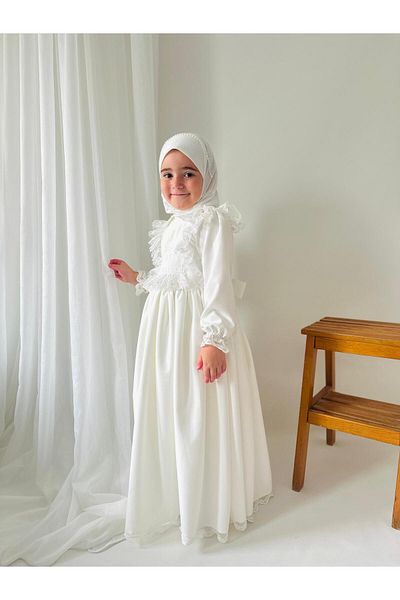 Linarookids Girls' Hijab Dress, Ceremony Dress, Hijab Suit Suitable for 3-12 Years Old