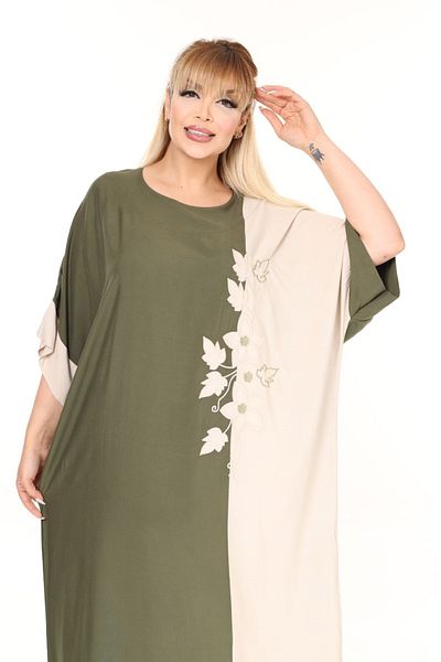 mervemoda Καλοκαιρινό υφαντό φόρεμα μεγάλου μεγέθους