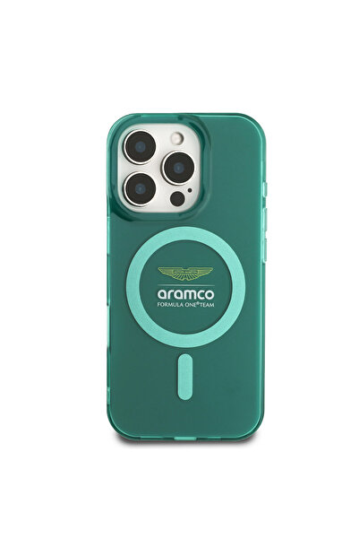 Aramco كفر أخضر فاتح فاخر لايفون 16 برو من Aston Martin – حماية قوية بتصميم ف...