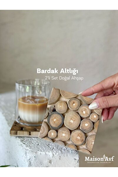 Maison Avf 2'li Kare Doğal Ahşap Bardak Altlığı