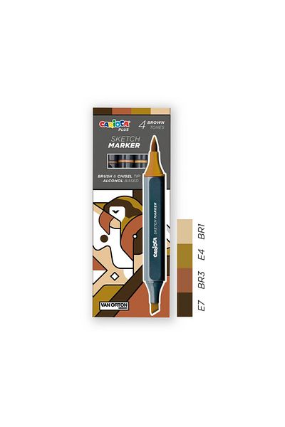 CARIOCA Sketch Marker Double Sided 4-Piece Drawing Pen Felt Tip Pen