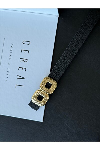 TABA BUTİK حزام نسائي بإبزيم مربع ذهبي