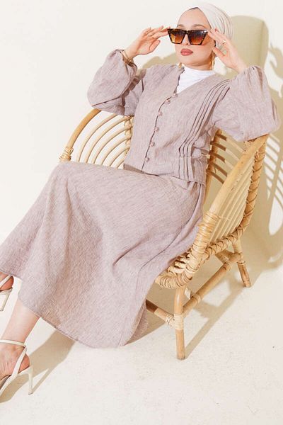 VOLT CLOTHİNG Women's Brit Buttoned Front Pleated Skirt Suit