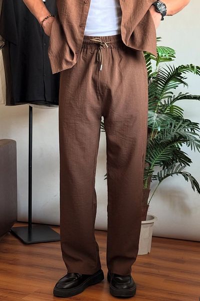 Tarz Cool Men's Brown Apaj Collar Shirt Trousers Suit