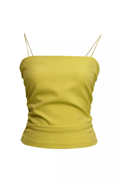 Keikei Fıstık yeşili krep kolsuz kısa crop top