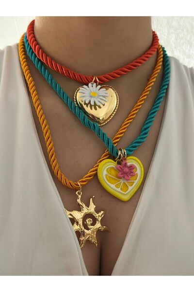 MyladyAccessoriess Charm Detaylı Renkli Kalp Ve Limon Kolye